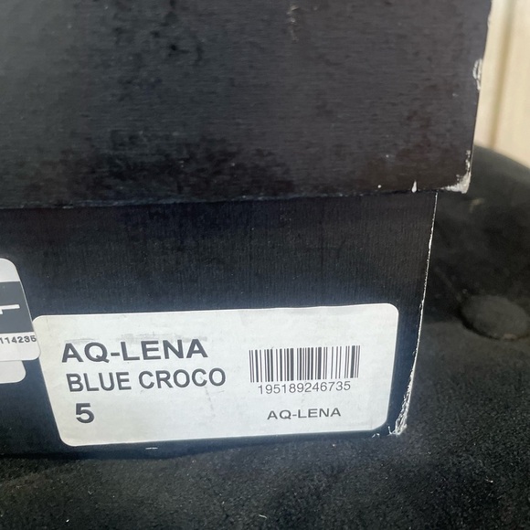 Aqua Blue Crocodile Lena Chunky Heeled Loafers Size 5 - Picture 10 of 11